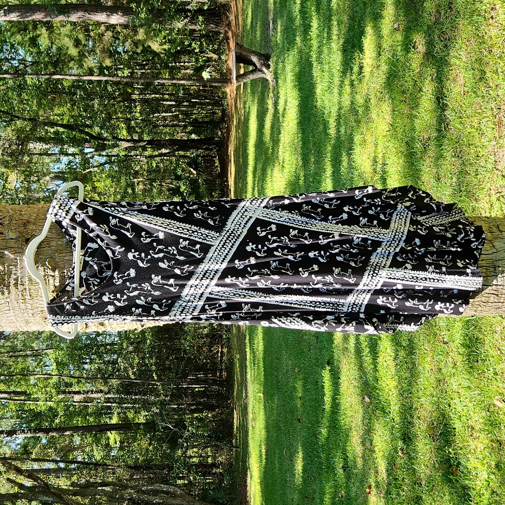 Equi style horse print black & white midi dress